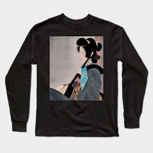 Melodic Geisha - Japanese Ukiyo-e Portrait Long Sleeve T-Shirt